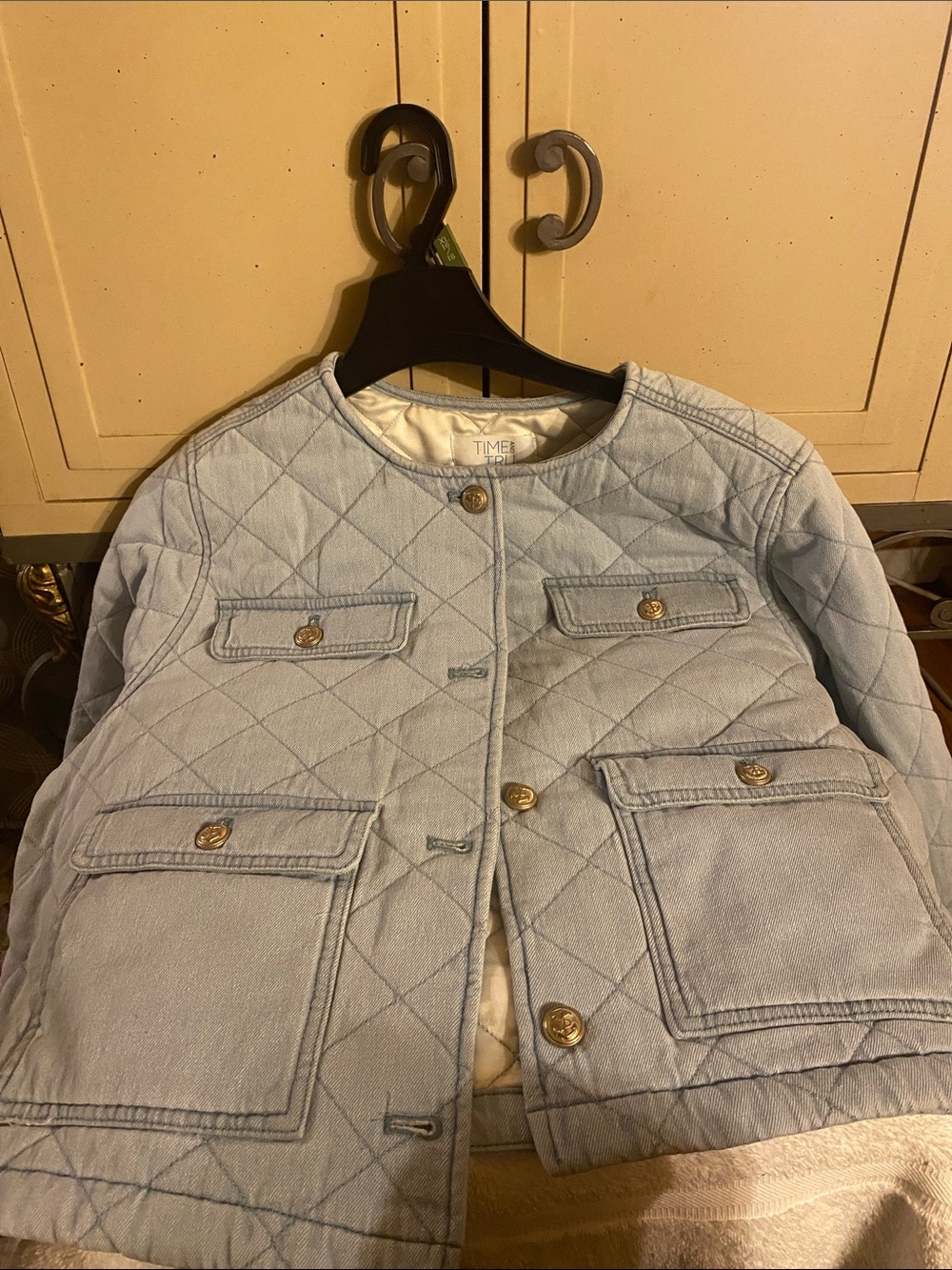 Women’s NWT Time and Tru Light Blue Quilted Button-Front Jacket size 16-18 XL